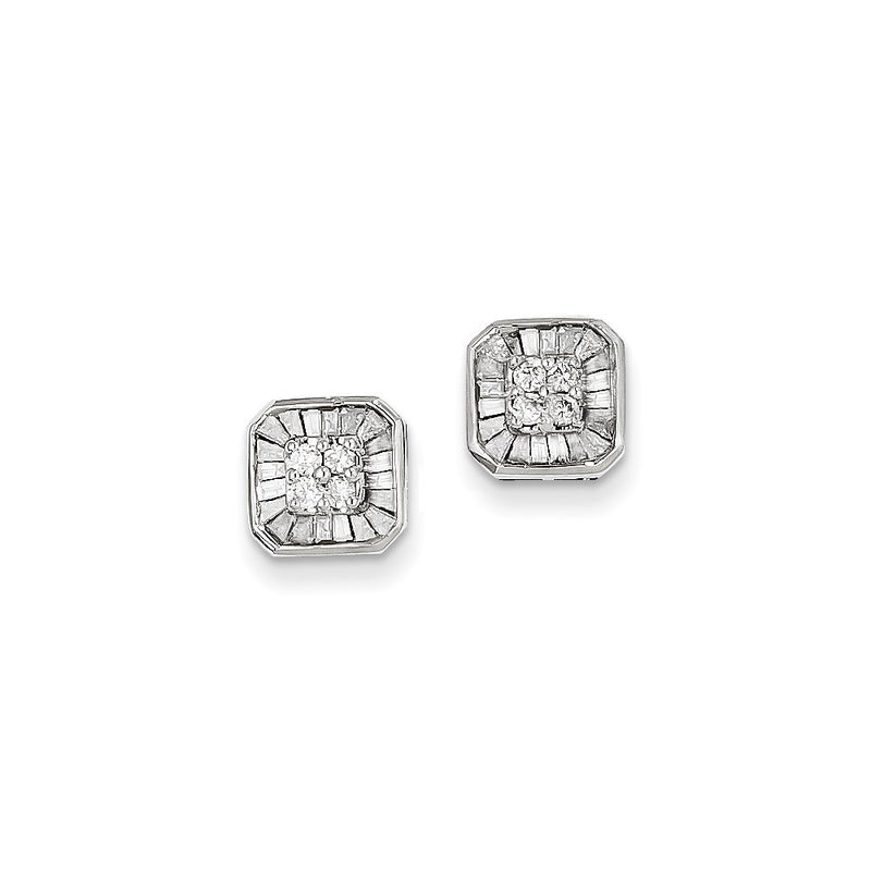 14K White Gold Post Real Diamond Earrings
