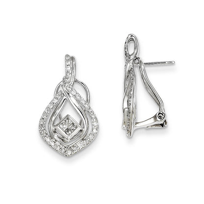 14k White Gold Real Diamond Post Earrings