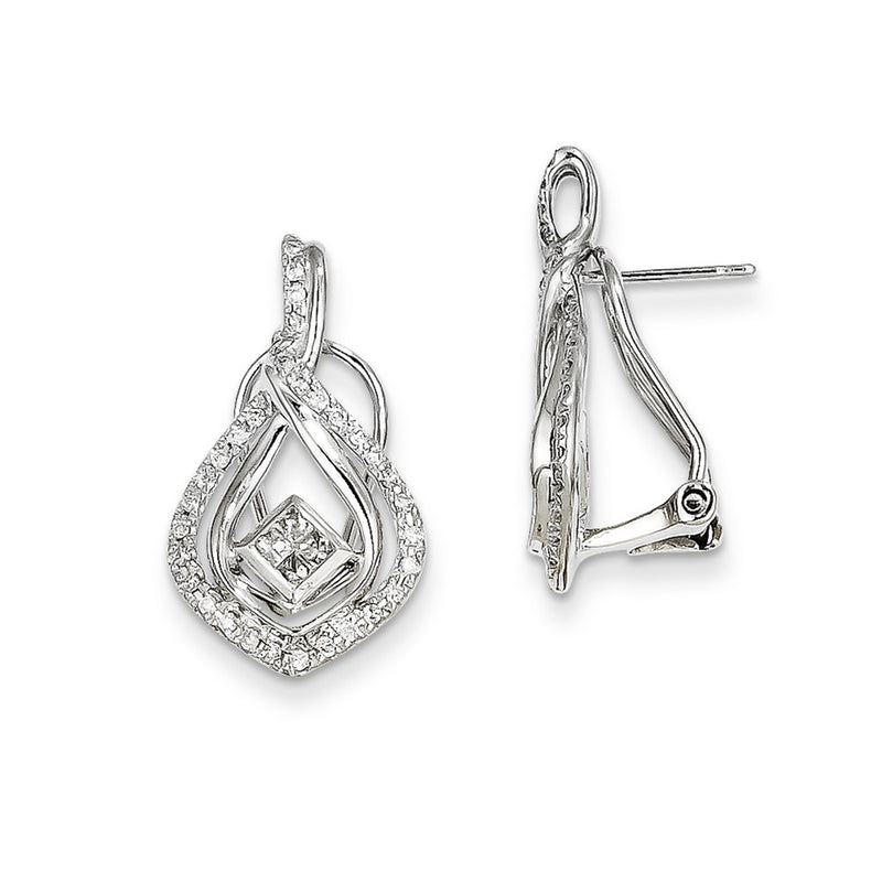 14k White Gold Real Diamond Post Earrings