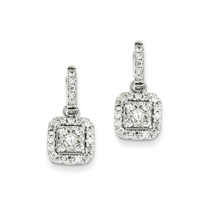 14k White Gold Real Diamond Post Earrings