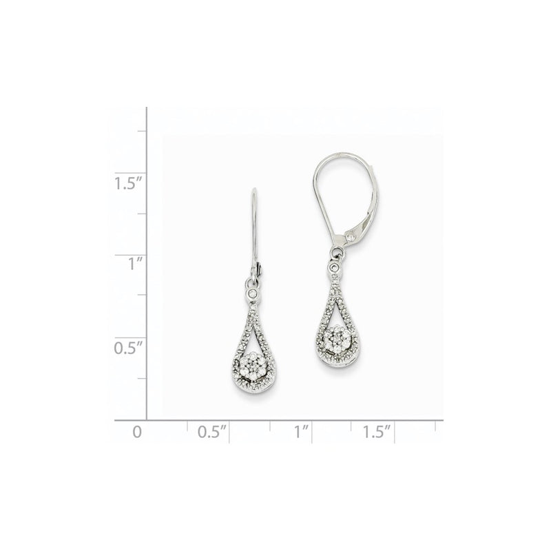 14k White Gold Real Diamond Hinged Hoop Earrings