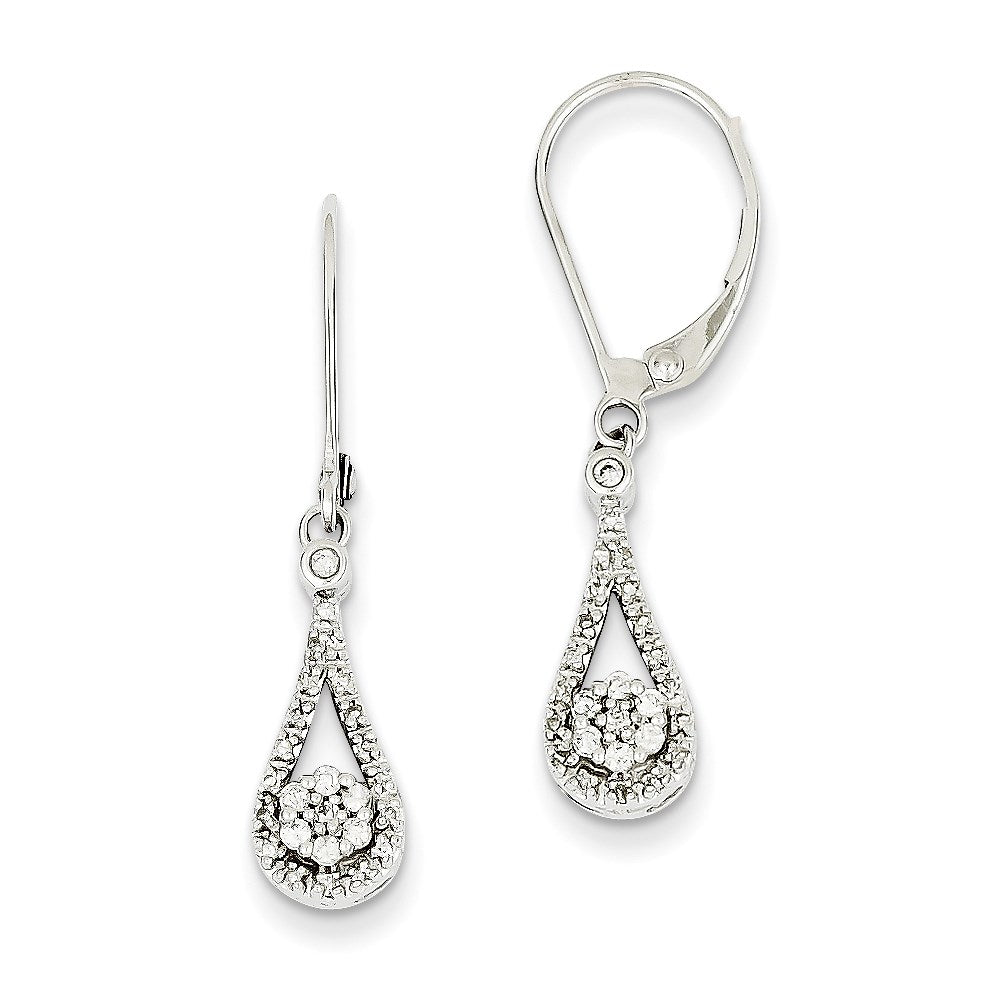 14k White Gold Real Diamond Hinged Hoop Earrings
