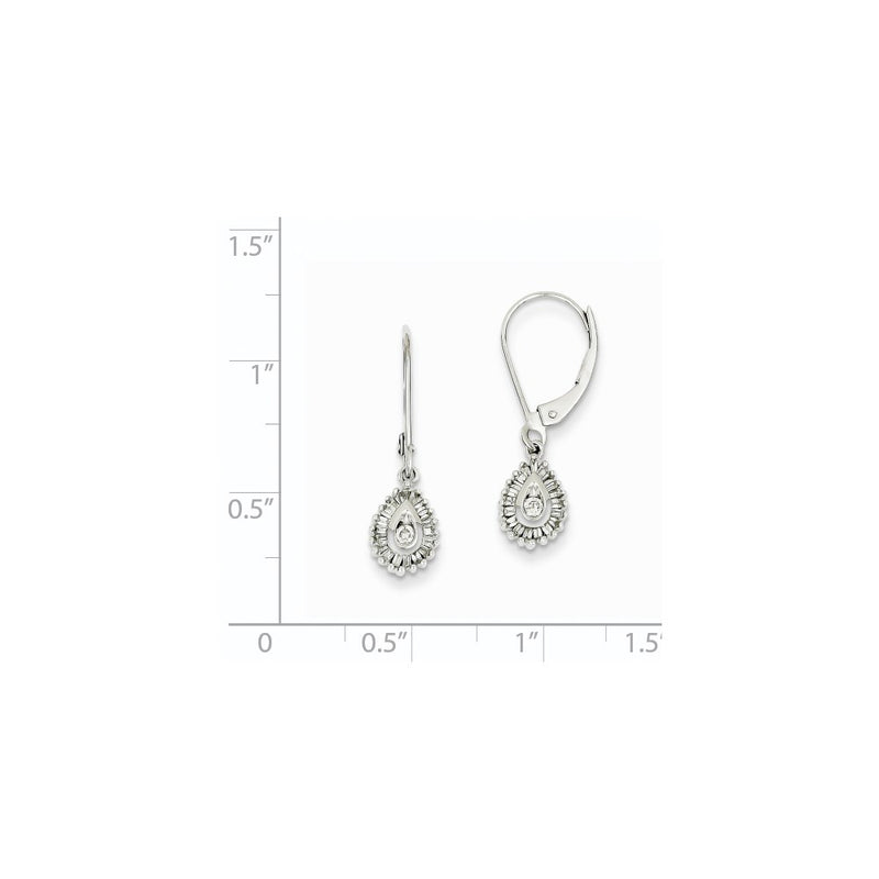 14k White Gold Real Diamond Leverback Earrings