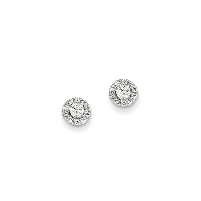 14k White Gold Real Diamond Post Earrings