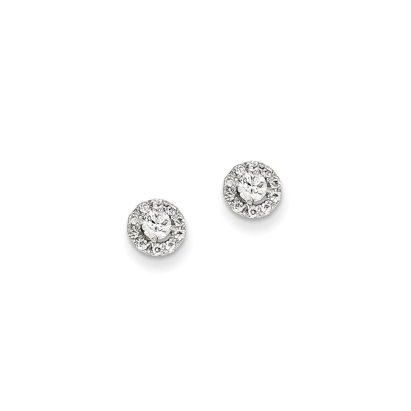 14k White Gold Real Diamond Post Earrings