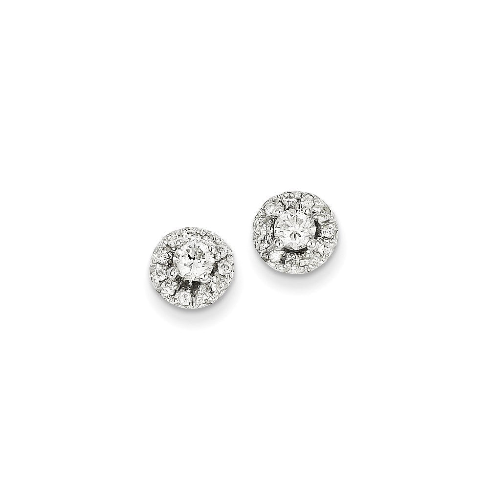 14k White Gold Real Diamond Post Earrings