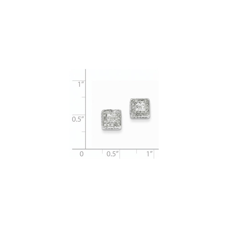 14k White Gold Real Diamond Post Earrings