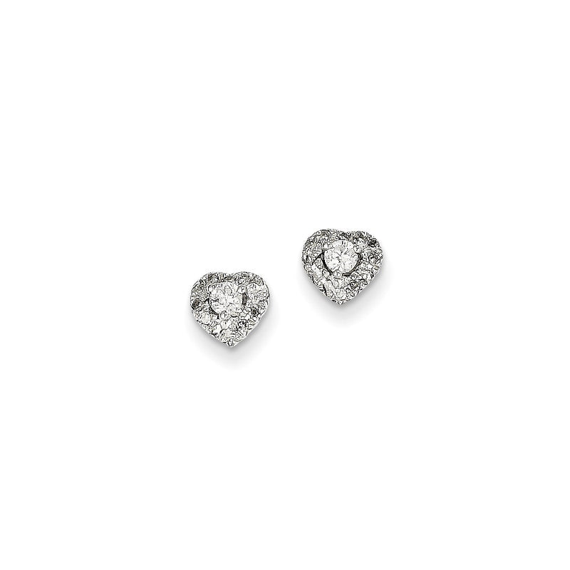 14k White Gold Real Diamond Post Earrings