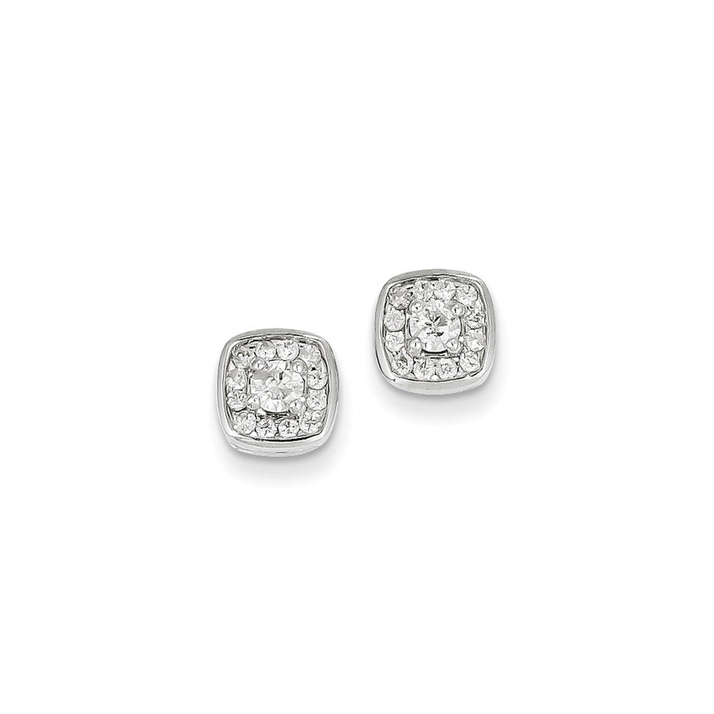 14k White Gold Real Diamond Post Earrings
