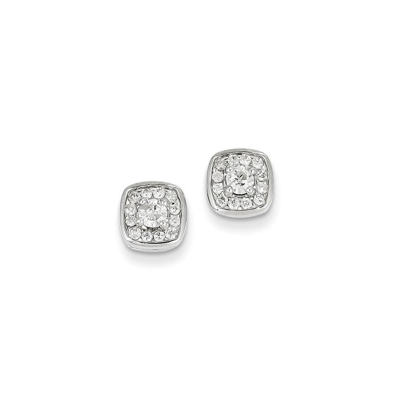 14k White Gold Real Diamond Post Earrings