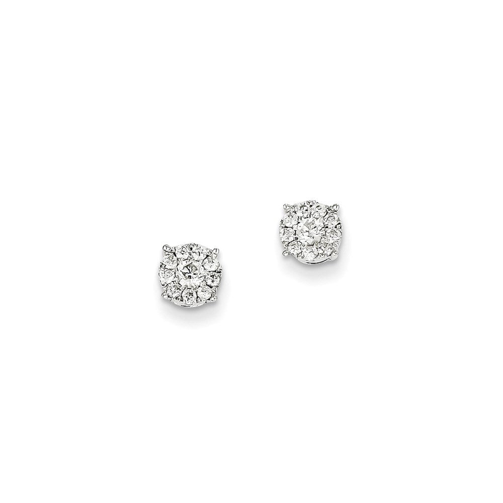 14K White Gold Real Diamond Post Earrings