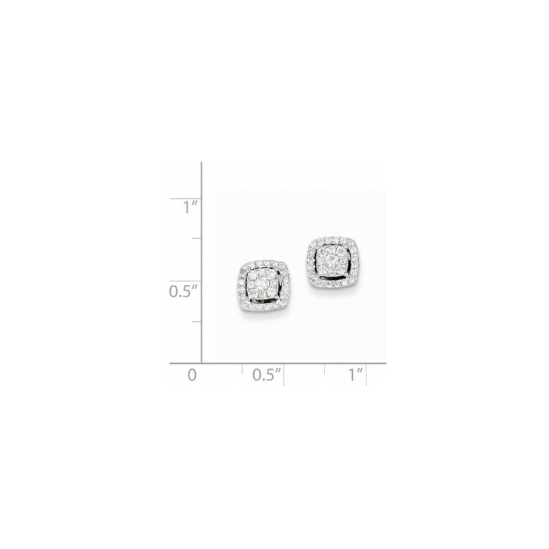 14K White Gold Real Diamond Post Earrings