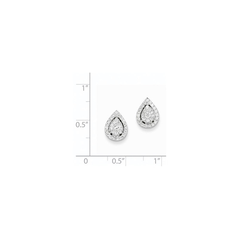 14K White Gold Real Diamond Post Earrings