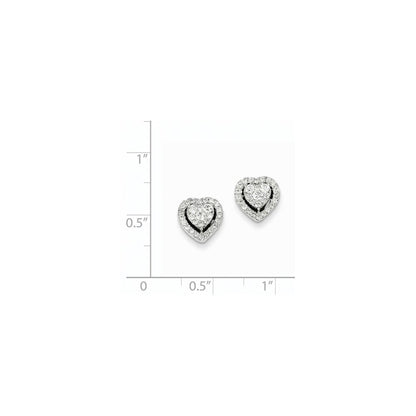 14K White Gold Real Diamond Post Earrings