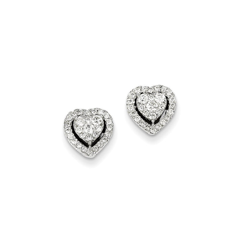 14K White Gold Real Diamond Post Earrings