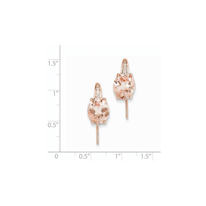 14k Rose Gold Real Diamond and Morganite Dangle Earrings