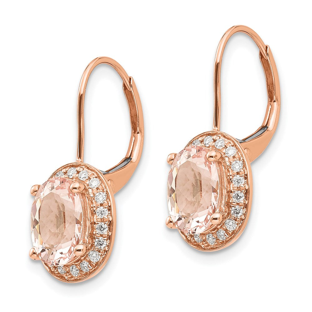 14k Rose Gold Morganite & Real Diamond Earring