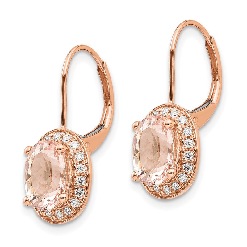 14k Rose Gold Morganite & Real Diamond Earring