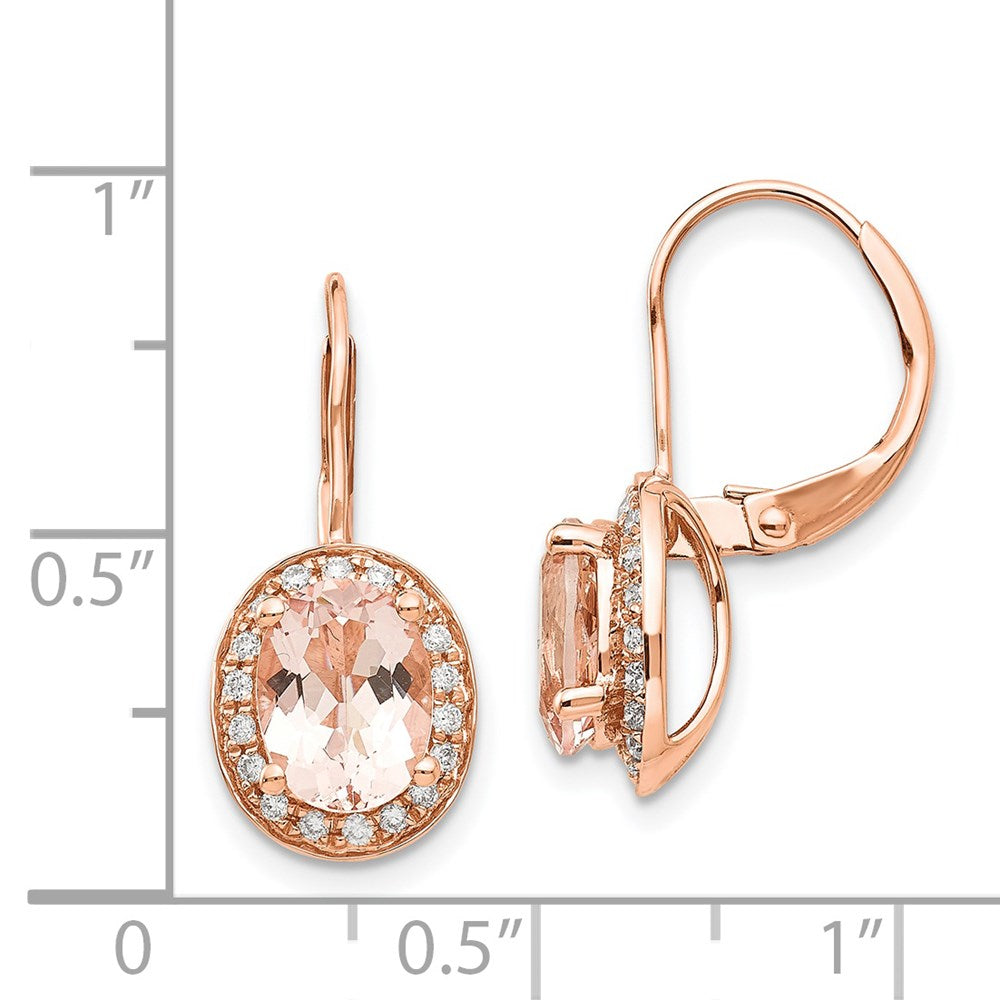 14k Rose Gold Morganite & Real Diamond Earring