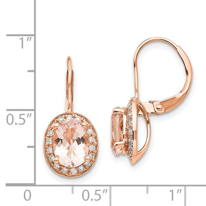 14k Rose Gold Morganite & Real Diamond Earring