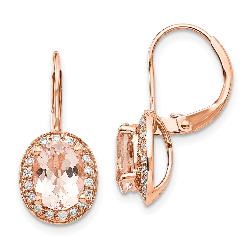 14k Rose Gold Morganite & Real Diamond Earring