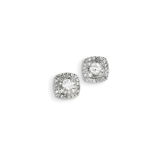 14k White Gold Real Diamond Halo Earrings