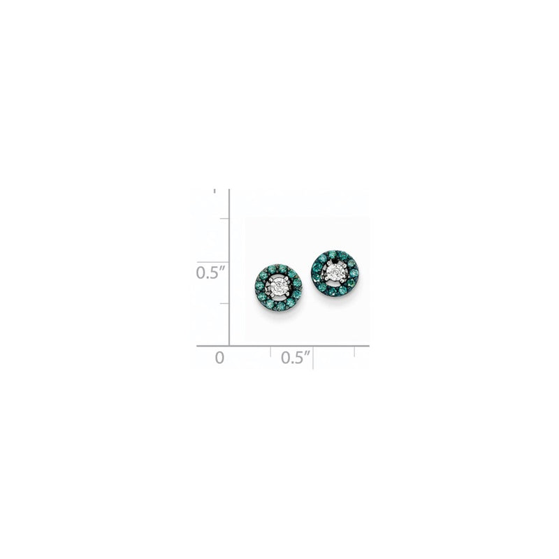 14k White Gold w/ Blue and White Real Diamond Post Earrings