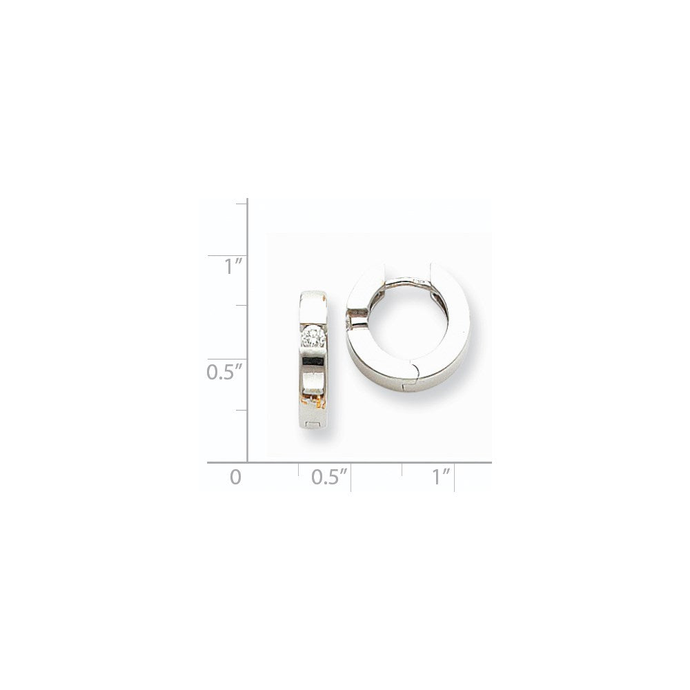 14k White Gold A Real Diamond hinged hoop Earringss