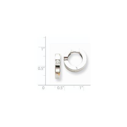 14k White Gold A Real Diamond hinged hoop Earringss