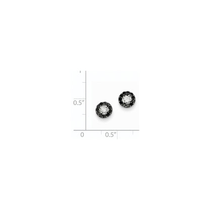 14k White Gold w/ Black and White Real Diamond Post Earrings