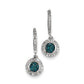 14k White Gold w/ Blue and White Real Diamond Leverback Earrings