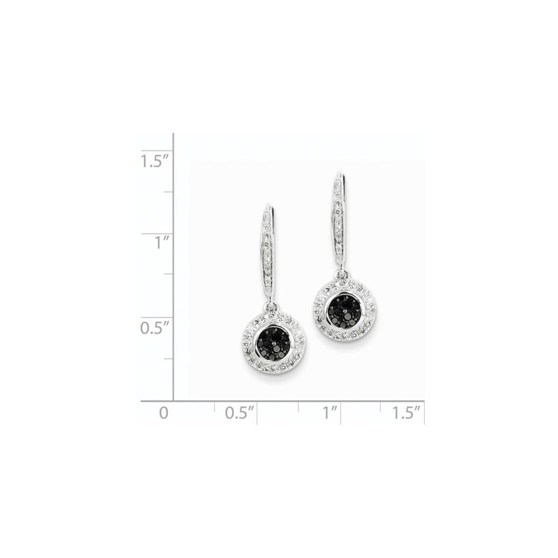14k White Gold w/ Black and White Real Diamond Leverback Earrings