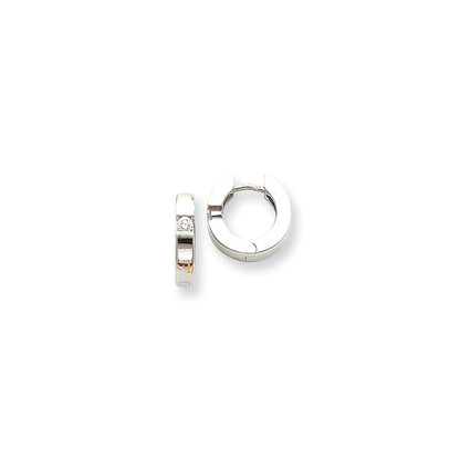 14k White Gold A Real Diamond hinged hoop Earringss