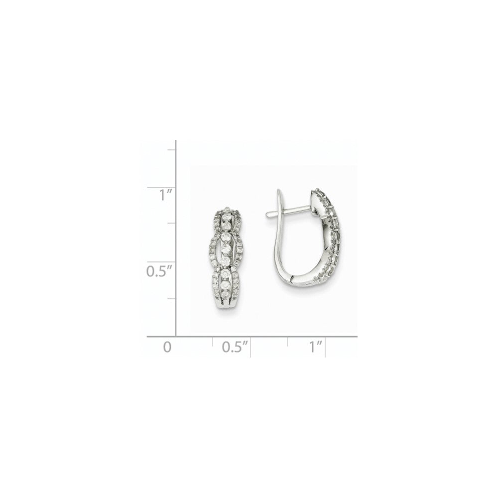 14k White Gold Real Diamond Hinged Hoop Earrings