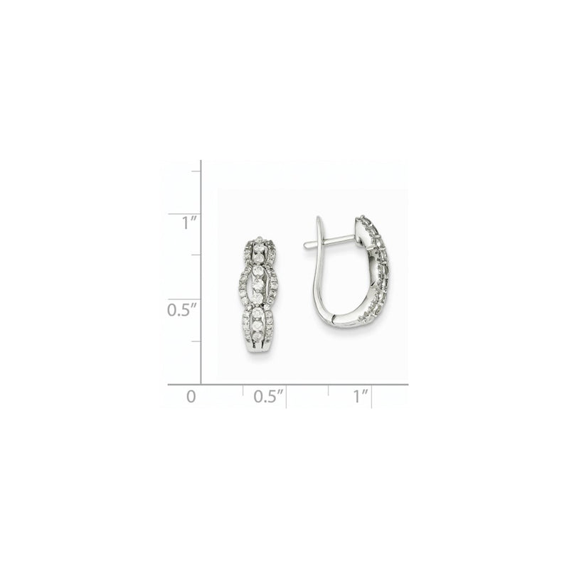 14k White Gold Real Diamond Hinged Hoop Earrings