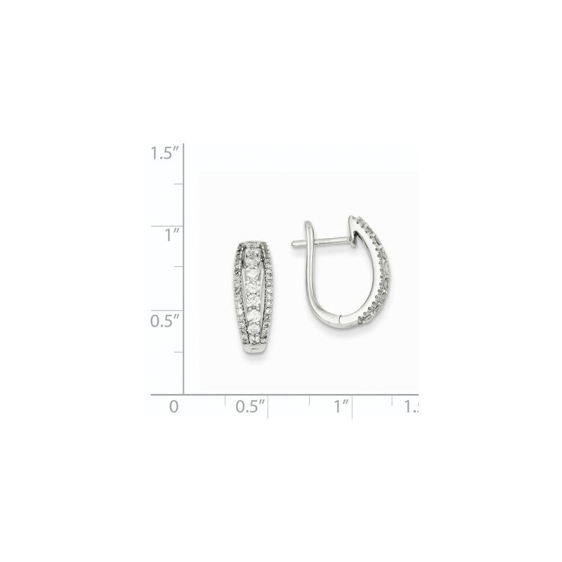 14k White Gold Real Diamond Three Row Hinged Hoop Earrings