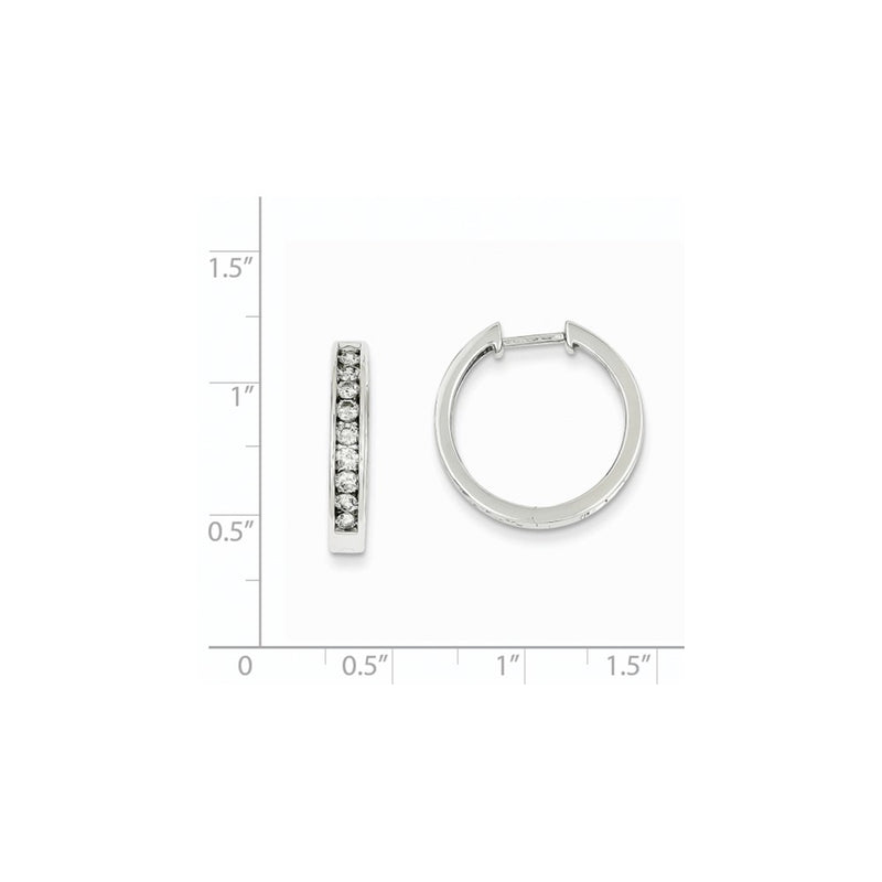 14k White Gold Real Diamond Small Hinged Hoop Earrings