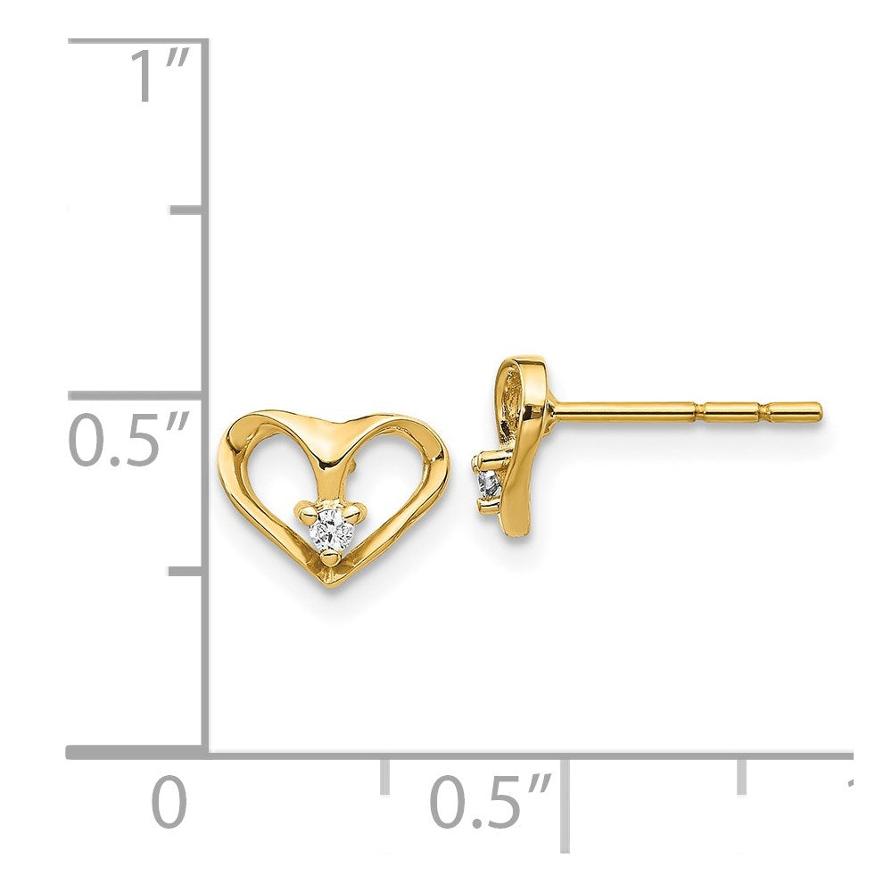 14k Yellow Gold VS Real Diamond heart Earrings