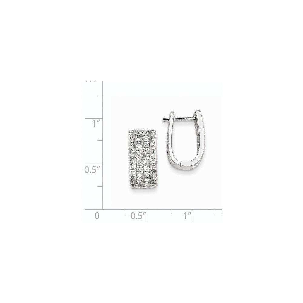 14k White Gold Real Diamond Hinged Hoop Earrings