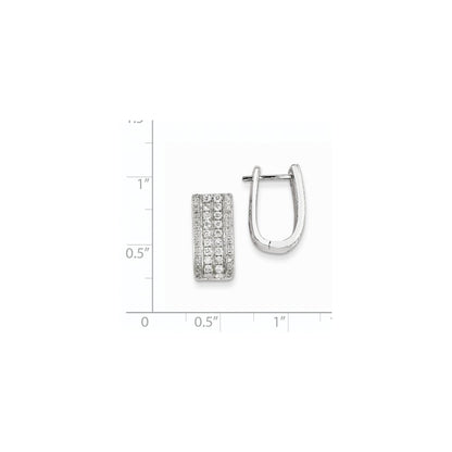 14k White Gold Real Diamond Hinged Hoop Earrings