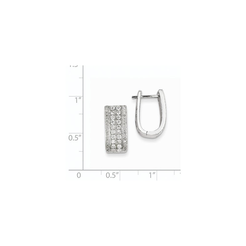 14k White Gold Real Diamond Hinged Hoop Earrings