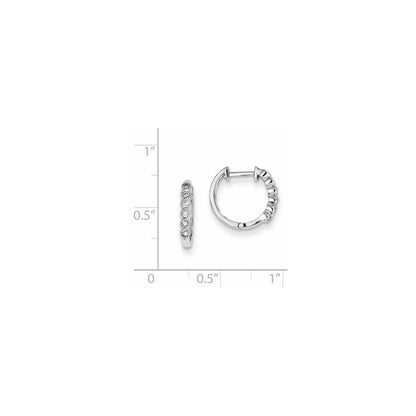 14k White Gold Real Diamond Hoop Earrings