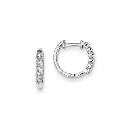14k White Gold Real Diamond Hoop Earrings