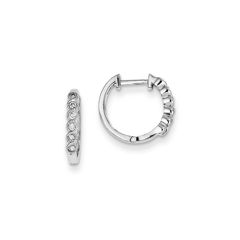 14k White Gold Real Diamond Hoop Earrings