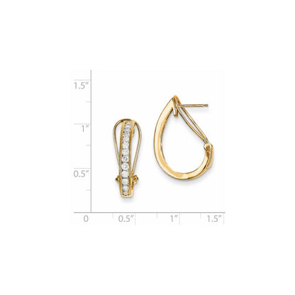 14k Yellow Gold Real Diamond Hoop Earrings