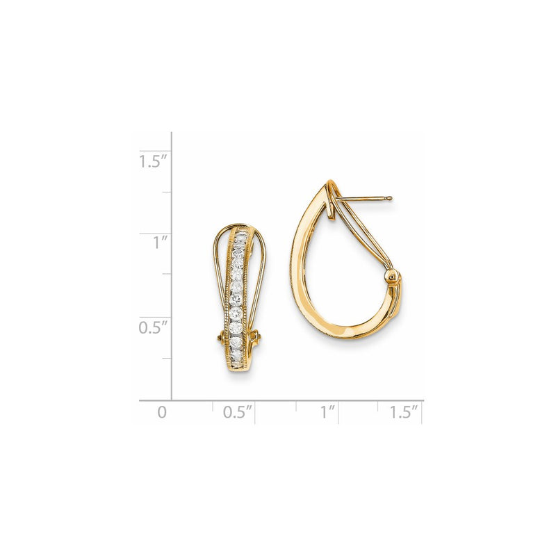14k Yellow Gold Real Diamond Hoop Earrings