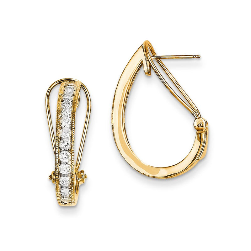 14k Yellow Gold Real Diamond Hoop Earrings