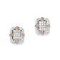 14k White Gold & Rose Rhodium Real Diamond Rectangle Post Earrings
