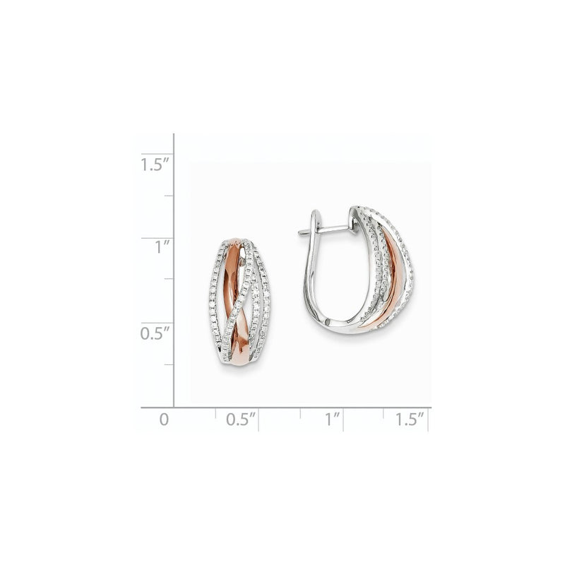 14k Yellow Gold Two-tone Real Diamond Hinged Hoop Earrings