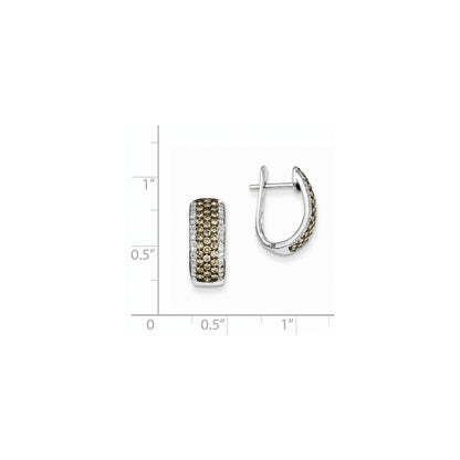 14k White Gold Champagne and White Diamond Black Rhodium-plated Hinged Hoop